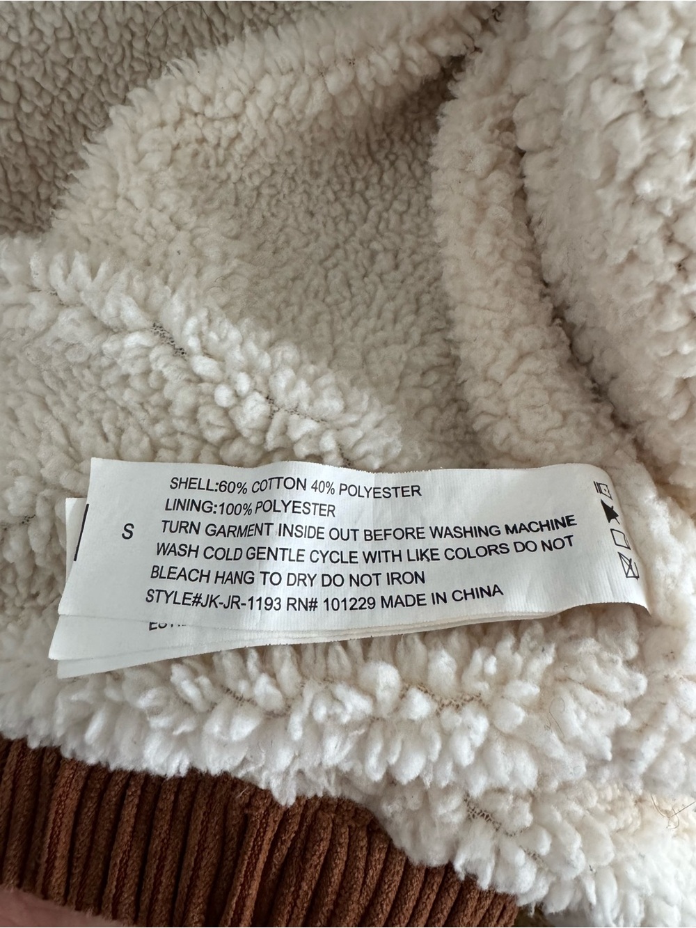 Ashley Sunrise Collection Brown Corduroy Sherpa Hooded Jacket Women's Size S - Picture 4 of 5